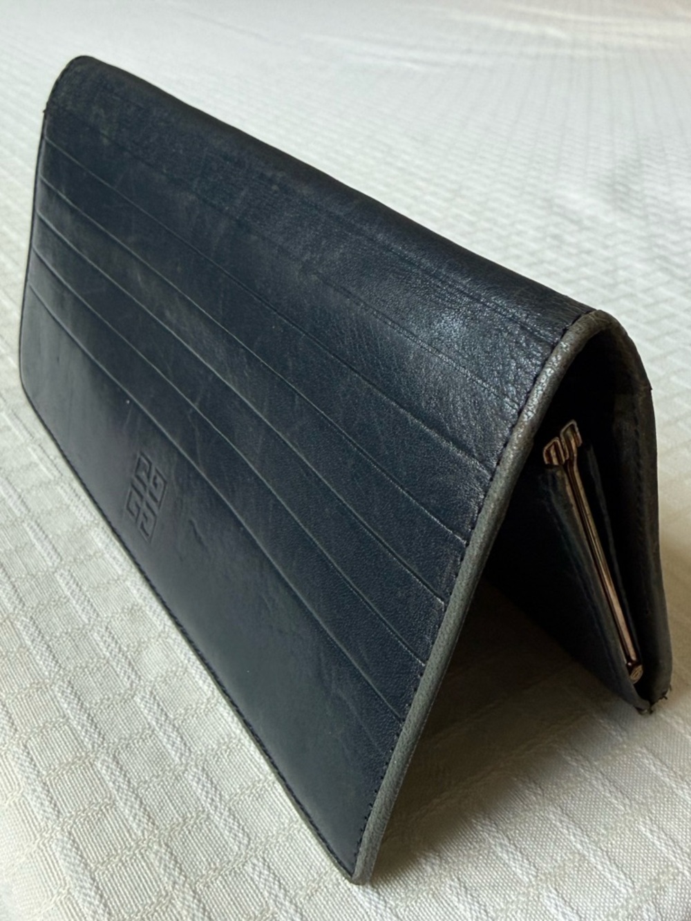 Givenchy Wallet Navy Leather 4G Card Holder Slim - Unisex - Authentic